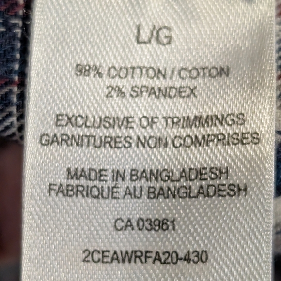 Wind River Plaid Flannel Shirt Men's Large Red Blue Snap Front & Pockets - Picture 9 of 11